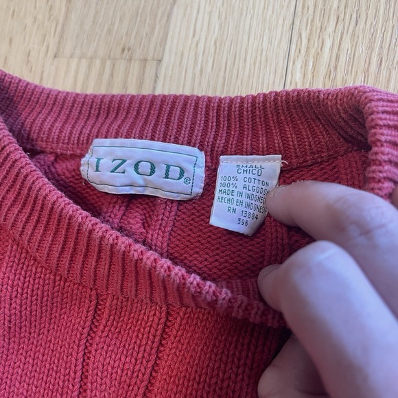 Vintage IZOD Lacoste Crewneck Sweater Small Green Cable Knit - Picture 3 of 8